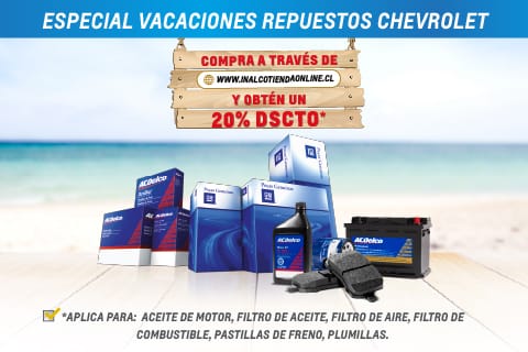 Chevrolet Inalco - Especial Vacaciones - Tienda Online Repuestos Chevrolet - 15% de dscto*