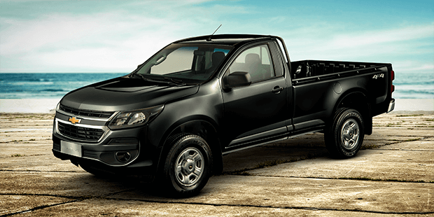 Frente e lateral da nova picape Chevrolet S10 Cabine Simples 2019 Frente e lateral nova caminhonete Chevrolet S10 Cabine Simples 2019
