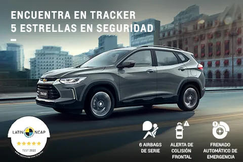 Chevrolet Inalco - Tracker - 5 estrellas en seguridad con 6 airbags de serie, alerta de colisión frontal, frenado automático de emergencia y más